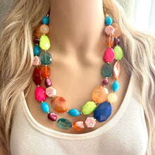 Load image into Gallery viewer, Natural Highlight carnelian Beaded 2 strand Statement Necklace, Chunky Bib Single Jewelry Light orange stone jewelry, gemstone layering