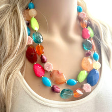 Load image into Gallery viewer, Natural Highlight carnelian Beaded 2 strand Statement Necklace, Chunky Bib Single Jewelry Light orange stone jewelry, gemstone layering