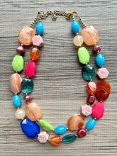 Load image into Gallery viewer, Natural Highlight carnelian Beaded 2 strand Statement Necklace, Chunky Bib Single Jewelry Light orange stone jewelry, gemstone layering