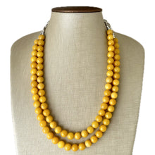 Load image into Gallery viewer, Polished Yellow Jade Genuine GemStone Necklace rainbow, silver statement necklace jewelry beaded statement layering stone colorful mustard