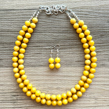 Load image into Gallery viewer, Polished Yellow Jade Genuine GemStone Necklace rainbow, silver statement necklace jewelry beaded statement layering stone colorful mustard