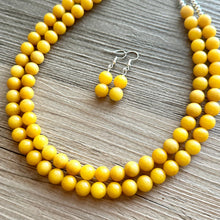 Load image into Gallery viewer, Polished Yellow Jade Genuine GemStone Necklace rainbow, silver statement necklace jewelry beaded statement layering stone colorful mustard