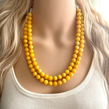 Load image into Gallery viewer, Polished Yellow Jade Genuine GemStone Necklace rainbow, silver statement necklace jewelry beaded statement layering stone colorful mustard
