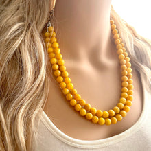 Load image into Gallery viewer, Polished Yellow Jade Genuine GemStone Necklace rainbow, silver statement necklace jewelry beaded statement layering stone colorful mustard