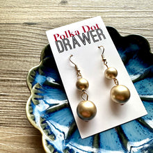 Load image into Gallery viewer, Long Gold ball beaded necklace, gold statement necklace jewelry set, gold ball earrings, layering necklace, gold pearl bead plus size