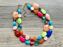 Load image into Gallery viewer, Natural Highlight carnelian Beaded 2 strand Statement Necklace, Chunky Bib Single Jewelry Light orange stone jewelry, gemstone layering