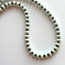 Load image into Gallery viewer, Black & Baby Blue White Statement Necklace single Strand Beaded jewelry, bridesmaid bib wedding striped,geometric layering porcelain beads