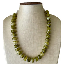 Load image into Gallery viewer, Olive Candy Statement Necklace, resin chunky multi-strand jewelry, deep army green necklace, single strand silver necklace thick layering