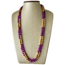 Load image into Gallery viewer, Peanut Butter & Jelly Glass Bead Chunky Statement Necklace, long glass jewelry beaded necklace, layering necklace purple tan brown long