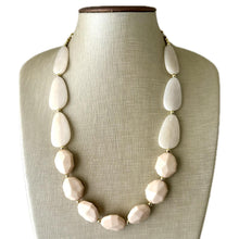 Load image into Gallery viewer, Sugar & Cream Statement Necklace Jewelry, Chunky Jewelry Big Beaded Single Strand Necklace, tan Jewelry Set neutral tan brown