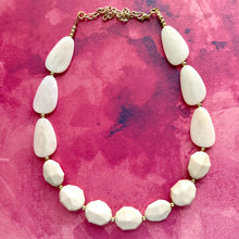 Load image into Gallery viewer, Sugar & Cream Statement Necklace Jewelry, Chunky Jewelry Big Beaded Single Strand Necklace, tan Jewelry Set neutral tan brown