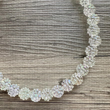 Load image into Gallery viewer, Sparkle Snowball Beaded Chunky Statement Necklace, clear resin necklace, single silver beaded wedding, bridesmaid jewelry winter rainbow