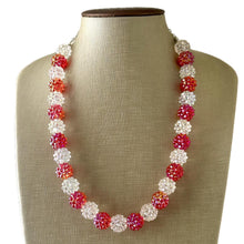 Load image into Gallery viewer, Christmas Candy Cane Snowball Necklace, Red & White stripe Holiday Jewelry, single strand Beaded Gift Christmas 1 Present resin bead