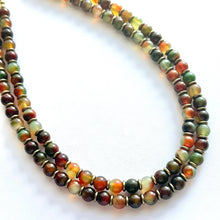 Load image into Gallery viewer, Fall Leaves Polished Agate Genuine GemStone Necklace rainbow, gold statement jewelry, beaded statement layering beaded stone colorful
