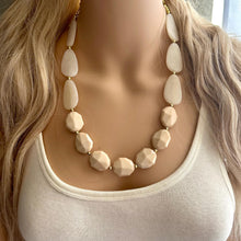 Load image into Gallery viewer, Sugar & Cream Statement Necklace Jewelry, Chunky Jewelry Big Beaded Single Strand Necklace, tan Jewelry Set neutral tan brown