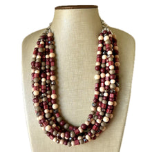 Load image into Gallery viewer, Maroon White Orange Double Strand Necklace, Virginia Jewelry, Chunky statement Blacksburg, maroon and orange necklace, orange white