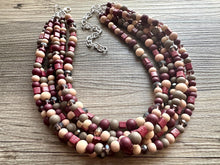 Load image into Gallery viewer, Maroon White Orange Double Strand Necklace, Virginia Jewelry, Chunky statement Blacksburg, maroon and orange necklace, orange white