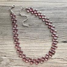 Load image into Gallery viewer, Deep Purple Statement Necklace Jewelry, Chunky Beaded Bubble Set aubergine, geometric layering necklace silver