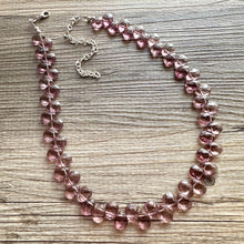 Load image into Gallery viewer, Deep Purple Statement Necklace Jewelry, Chunky Beaded Bubble Set aubergine, geometric layering necklace silver