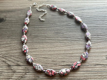 Load image into Gallery viewer, Cobblestone Midnight Beaded Necklace, 1 strand Chunky statement necklace, big beaded necklace jewelry, purple white black coral pink red