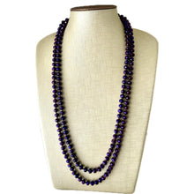 Load image into Gallery viewer, Eggplant Jelly Glass Bead Chunky Statement Necklace, long glass jewelry beaded necklace, layering necklace purple shiny metallic long