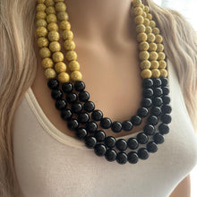 Load image into Gallery viewer, Bubble bee Yellow & Black Statement Necklace, chunky bib beaded jewelry, Summer jewelry, black necklace, beaded acrylic jewelry bumblebee