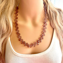 Load image into Gallery viewer, Deep Purple Statement Necklace Jewelry, Chunky Beaded Bubble Set aubergine, geometric layering necklace silver