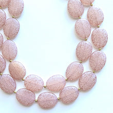 Load image into Gallery viewer, Neutral Gold Chunky Statement Necklace, multi Strand Beaded Jewelry Champagne gray glass jewelry, 2 strand chunky bib crackle fall necklace