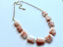 Load image into Gallery viewer, Masai Mara chunky necklace, Wanderlust Collection beaded jewelry, resin beaded Ombré necklace, tan champagne coral peach
