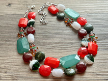 Load image into Gallery viewer, Home For Christmas earrings & necklace Red Green Holiday Jewelry, Christmas Jewelry, Red Green white Gift Christmas Present