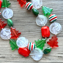 Load image into Gallery viewer, Snowed in for Christmas earrings & necklace Red Green Holiday Jewelry, Christmas Jewelry, Red Green white Gift Present