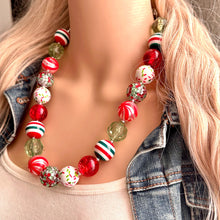 Load image into Gallery viewer, Christmas Jewelry Set, Red & Green Blingy Holiday Jewelry December Tree Red Green Jewelry, Gift Present Stockjng Stuffer bubblegum statement