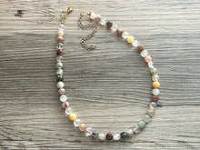 Load image into Gallery viewer, Natural Rutilated Quartz Beaded GemStone Necklace gold statement necklace jewelry, long beaded statement layering necklace clear yellow pink