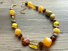 Load image into Gallery viewer, Yellow Single 1 Strand Big Beaded Statement Necklace, mustard yellow Jewelry, beaded yellow bridesmaid necklace jewelry gold