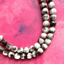 Load image into Gallery viewer, Gray Ombré Chunky Statement Necklace, Tie Dye multi Strand Beaded Jewelry, 2 strand chunky bib silver white black bead painted beads