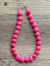 Load image into Gallery viewer, Dark Pink Single Strand Big Beaded Statement Necklace, pink Jewelry set, pink earrings, pink beaded necklace, bridesmaid necklace, magenta