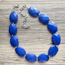 Load image into Gallery viewer, Royal Blue Necklace, single strand sapphire big beaded chunky statement necklace, blue necklace, Sports team necklace, royal blue jewelry