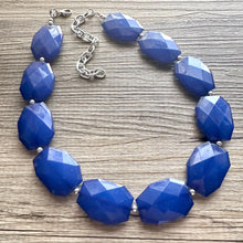 Load image into Gallery viewer, Royal Blue Necklace, single strand sapphire big beaded chunky statement necklace, blue necklace, Sports team necklace, royal blue jewelry