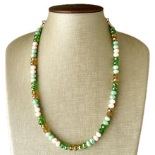 Load image into Gallery viewer, Lucky Patrick Green Chunky Statement Necklace 1 Strand Beaded gold cream jewelry bridesmaid earrings gold st pattys, lime emerald