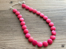 Load image into Gallery viewer, Dark Pink Single Strand Big Beaded Statement Necklace, pink Jewelry set, pink earrings, pink beaded necklace, bridesmaid necklace, magenta