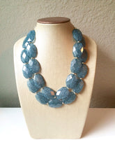 Load image into Gallery viewer, Teal Ice Beaded Chunky Statement Necklace - Big jewelry - Double Strand Statement Necklace - Green Blue Multi Strand