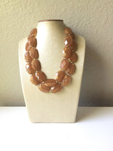 Load image into Gallery viewer, Chocolate Mocha Necklace, Double strand brown jewelry, big beaded bib chunky statement necklace, chunky bib statement, brown jewelry