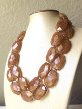 Load image into Gallery viewer, Chocolate Mocha Necklace, Double strand brown jewelry, big beaded bib chunky statement necklace, chunky bib statement, brown jewelry