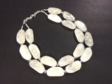 Load image into Gallery viewer, Big Bead Cream Necklace - Double Strand Statement Jewelry - Off White Chunky Bib Bone Necklace