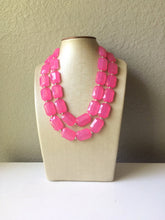 Load image into Gallery viewer, Bubblegum Pink Statement Necklace - Chunky Jewelry Big Beaded Double Strand Necklace Bib Preppy Jewelry