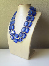 Load image into Gallery viewer, Royal Blue Statement Necklace, Chunky Jewelry Big Beaded Double Strand Necklace, Dark Blue Necklace, Blue Jewelry Set, Dark Blue Beaded