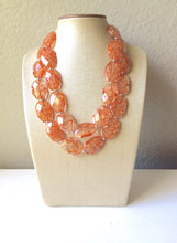 Load image into Gallery viewer, Crackle Orange Statement Necklace, Big Beaded necklace, chunky orange necklace, fall wedding, orange jewelry, pumpkin jewelry halloween
