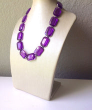 Load image into Gallery viewer, Single Strand Purple Big Beaded Statement Necklace, purple Jewelry, purple earrings, purple jewelry set, purple beaded necklace