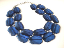 Load image into Gallery viewer, Navy Blue Chunky Statement Necklace, double strand necklace, blue necklace, dark blue necklace, navy blue wedding, bridesmaid necklace