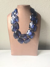 Load image into Gallery viewer, Navy Blue Chunky Statement Necklace, double strand necklace, blue necklace, dark blue necklace, navy blue wedding, bridesmaid necklace
